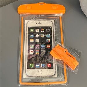 Waterproof Phone Pouch with Orange Seal and Lanyard